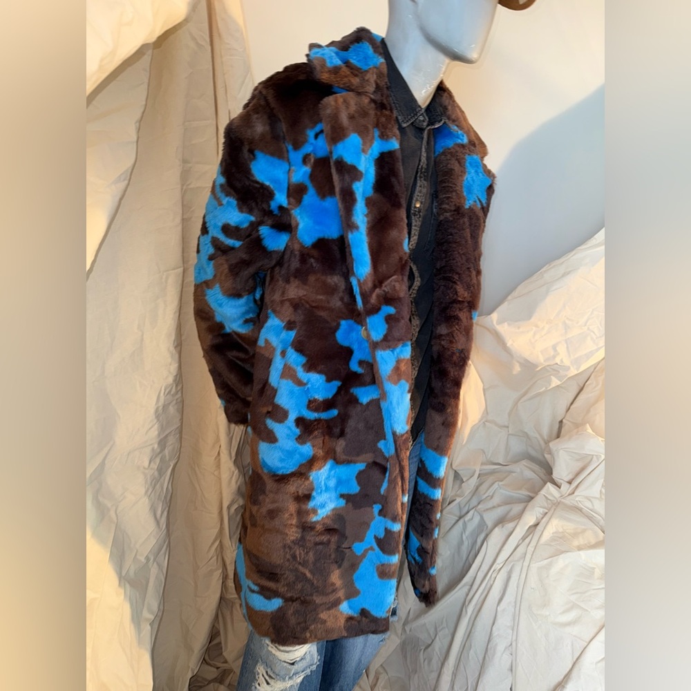Blue and Espresso Camouflage unisex Coat